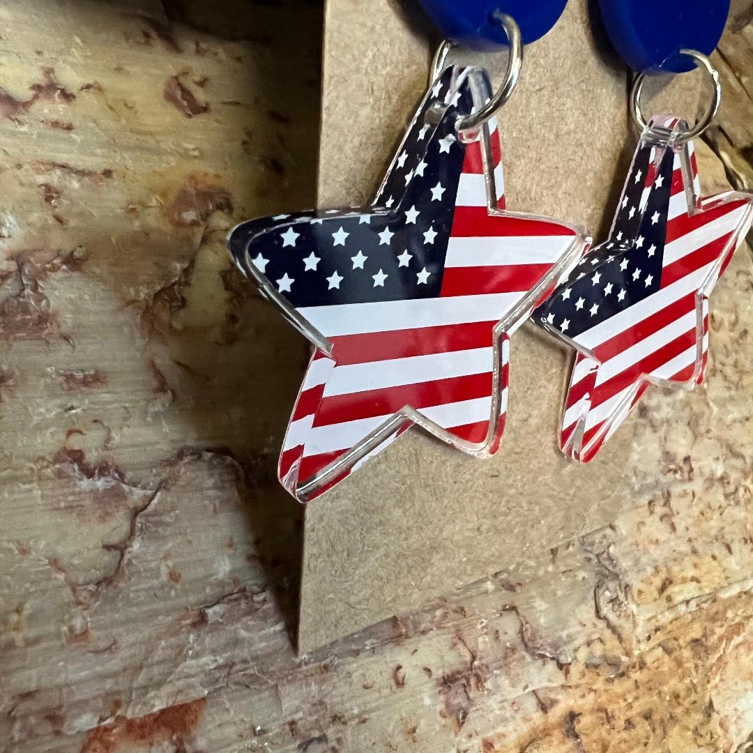 Go USA Star Acrylic Dangle Earrings
