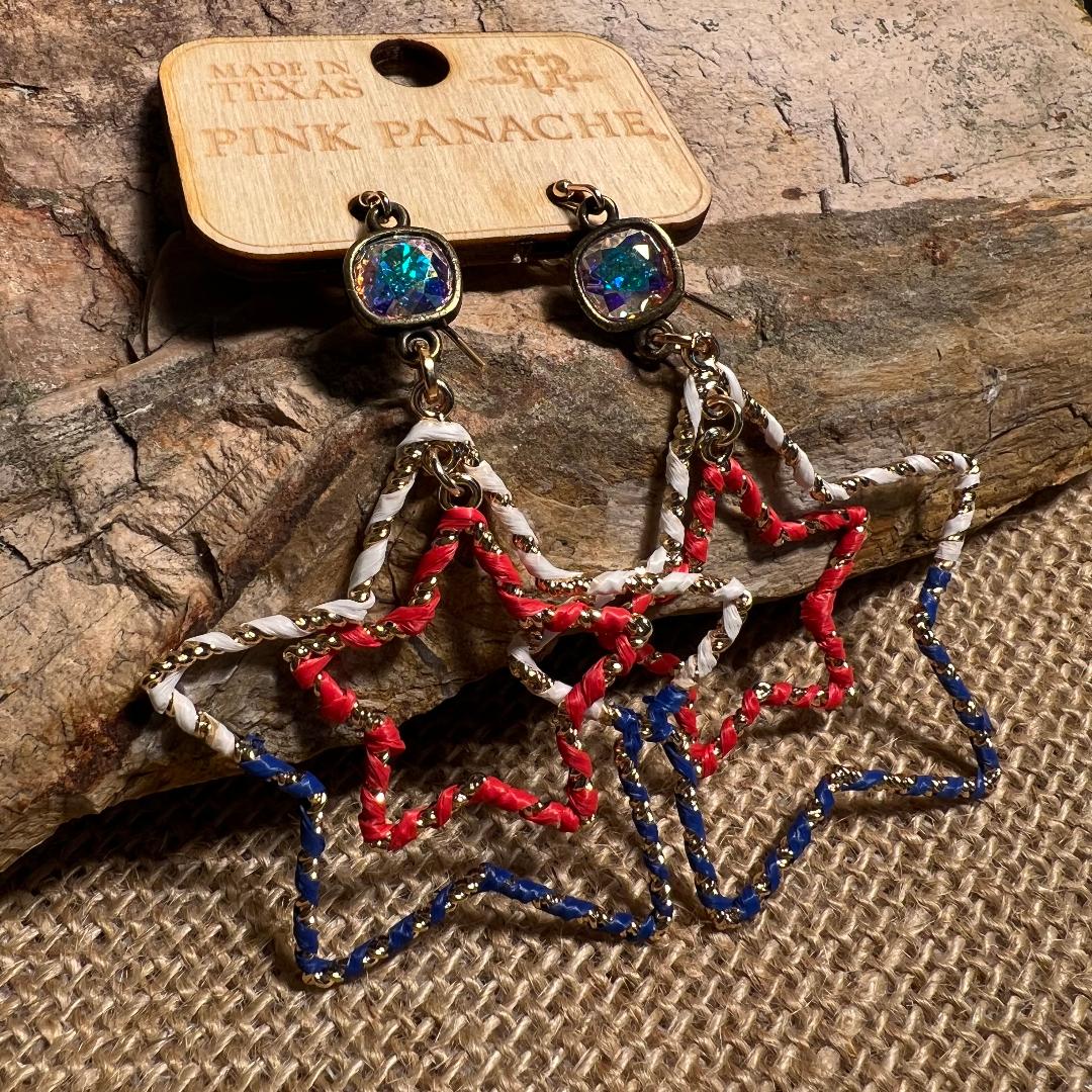 USA Wrapped Star & AB Gold Charm Earrings