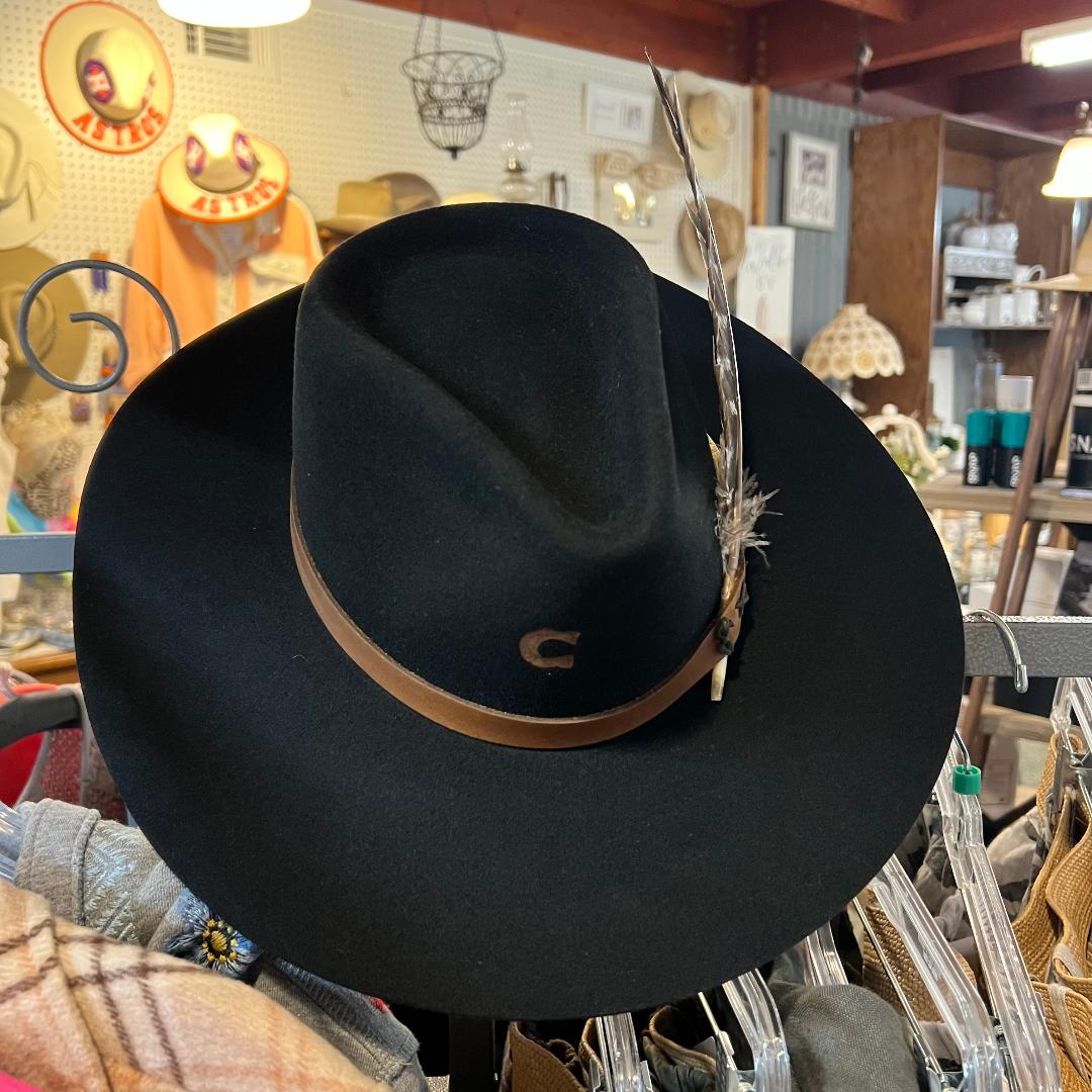 Teepee Black Felt Hat with Leather band