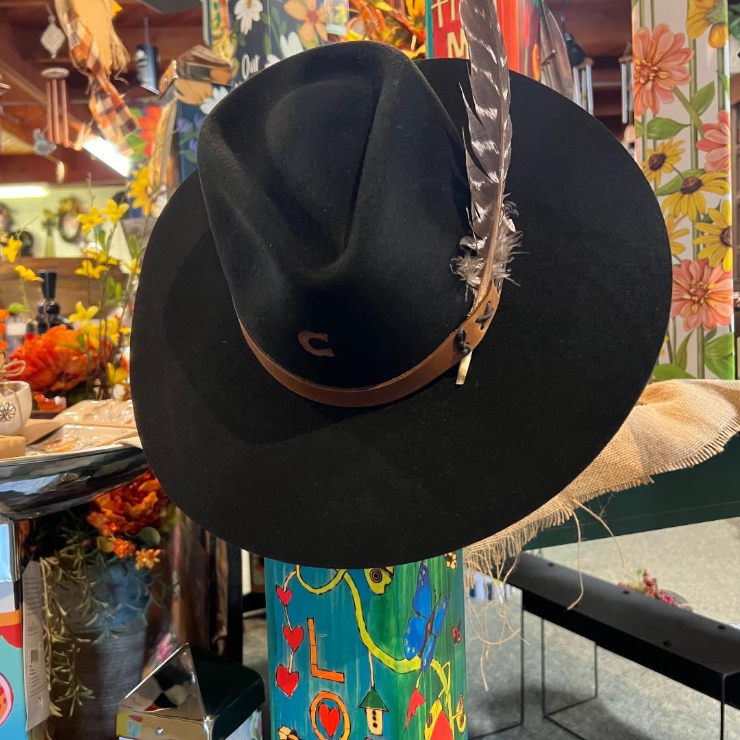Teepee Black Felt Hat with Leather band