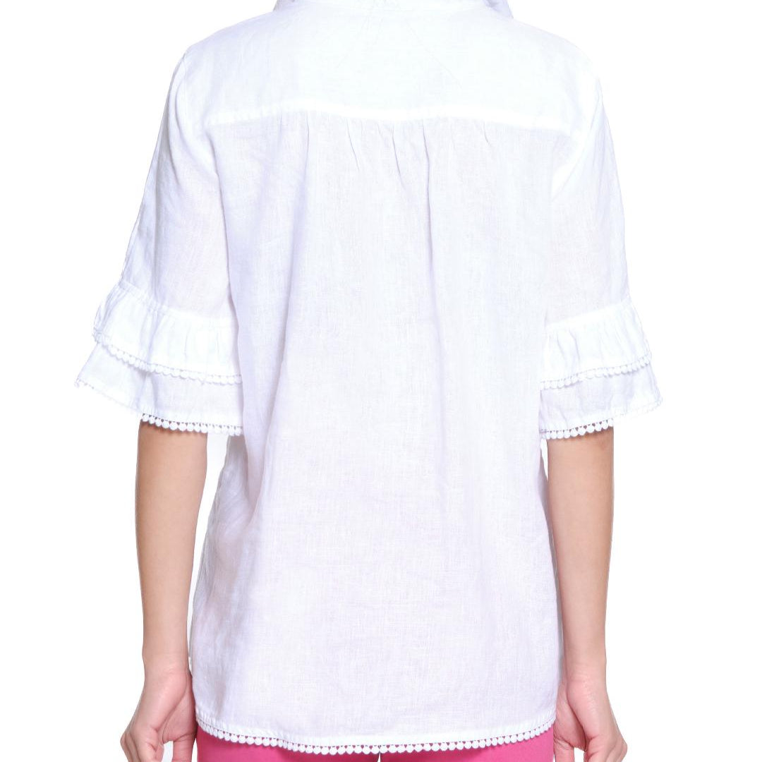 Solid Popover with Flounce Short Sleeves