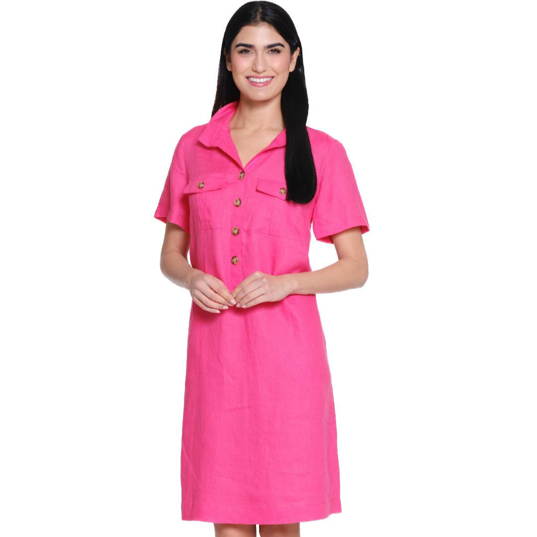 Button Up Dress with Short Sleeve