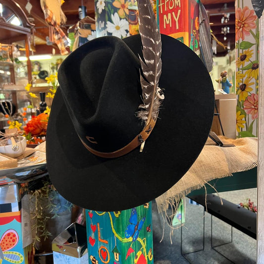 Teepee Black Felt Hat with Leather band