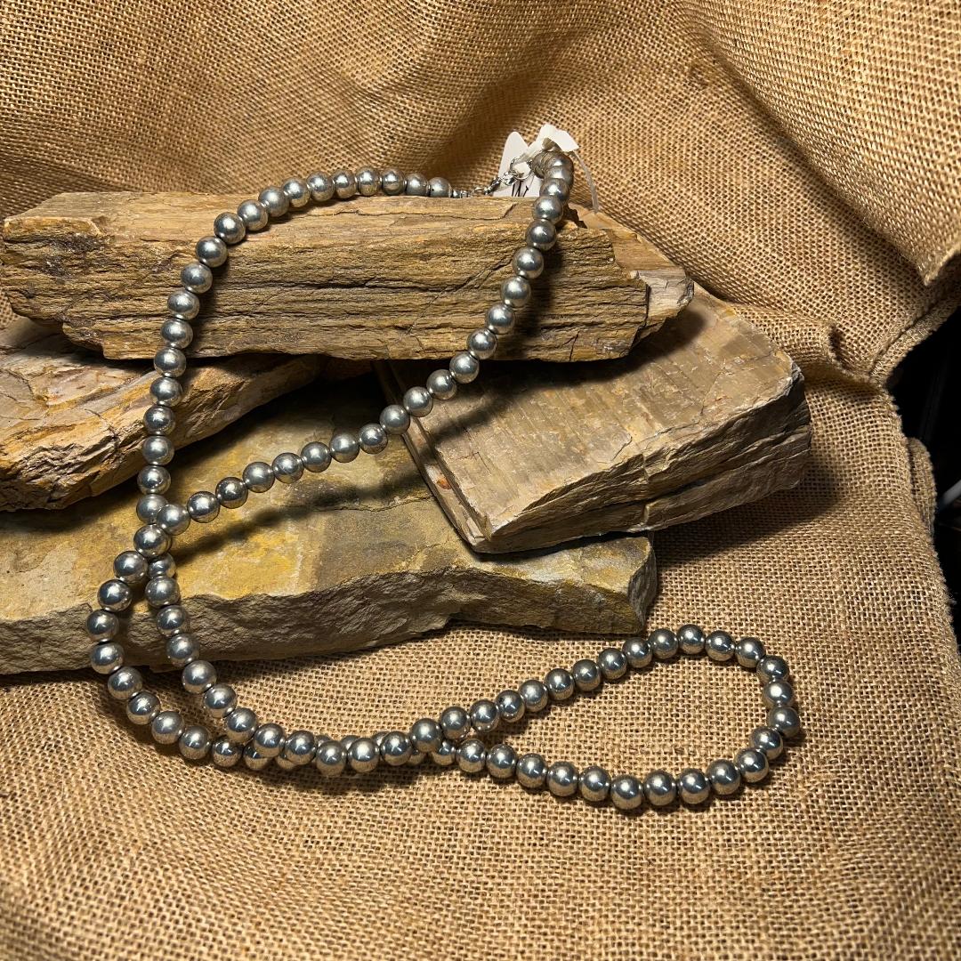 Silver Bead Necklace with Extender
