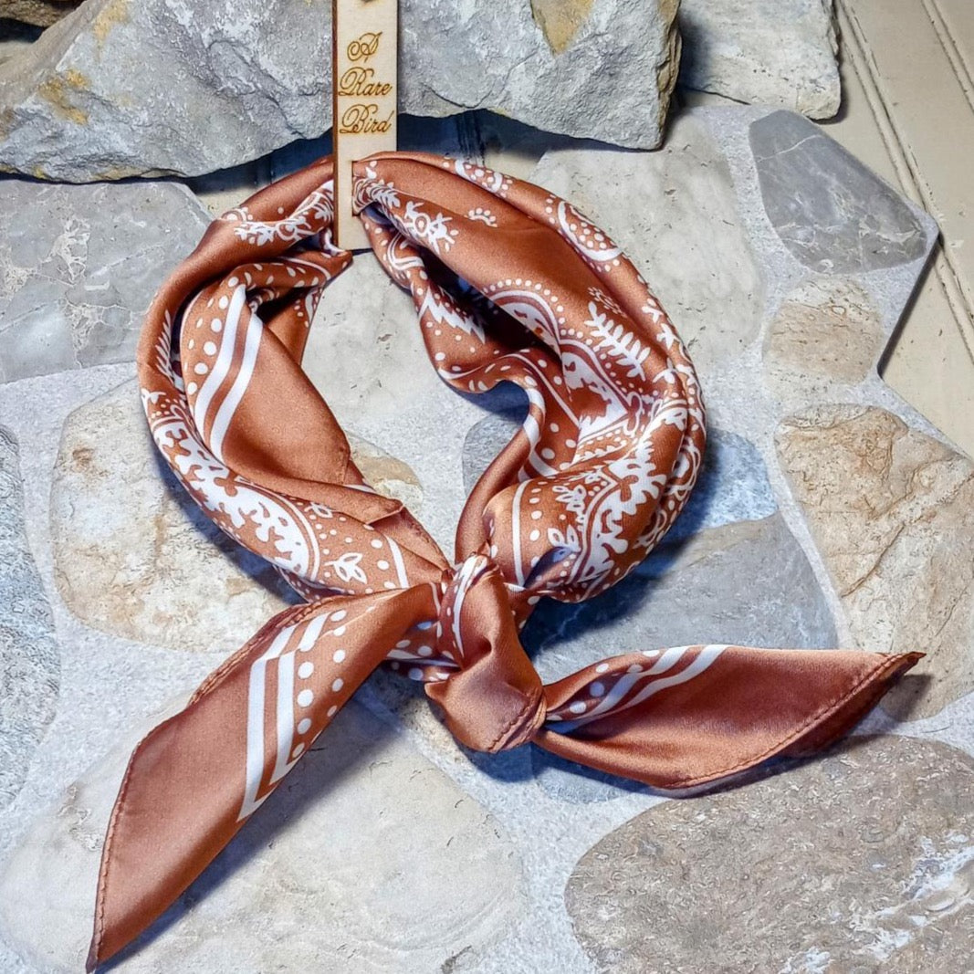 Paisley Silk Rust Wild Rag Bandana Scarf
