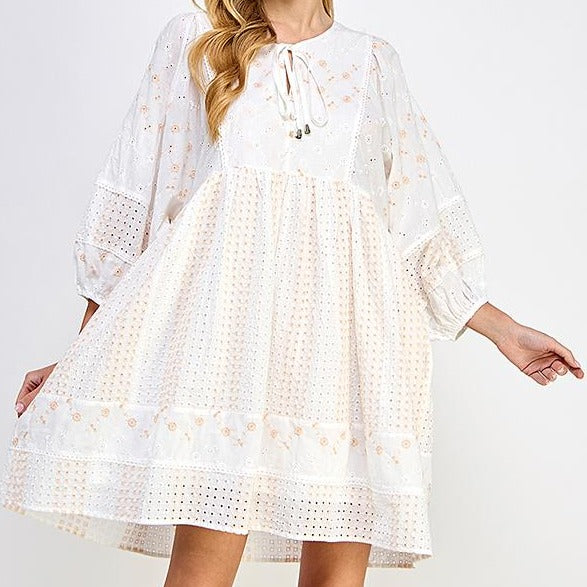 Embroidery Mix Loose Fit Tunic/Dress