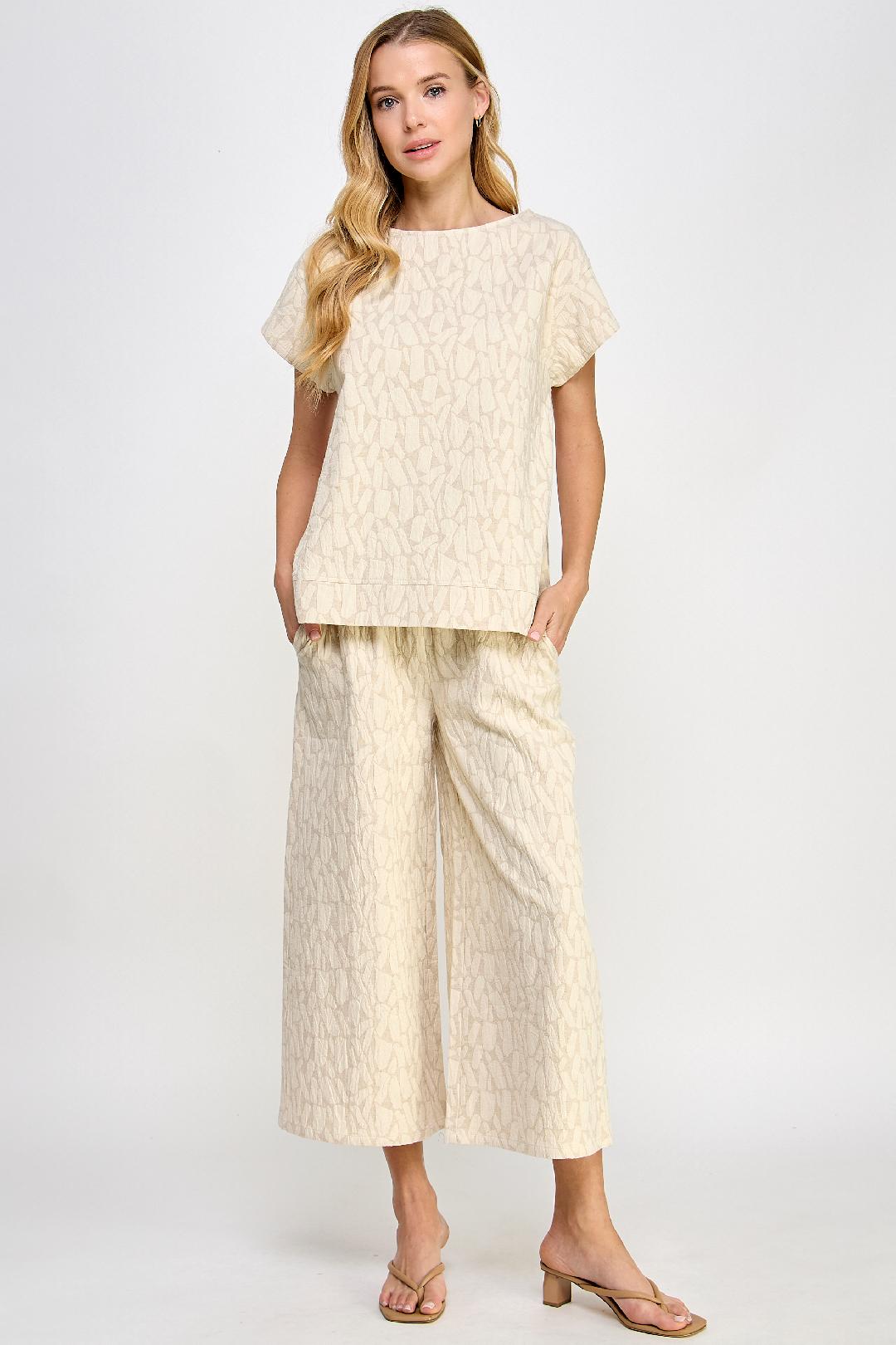Cropped Wide Leg Taupe Pants Only