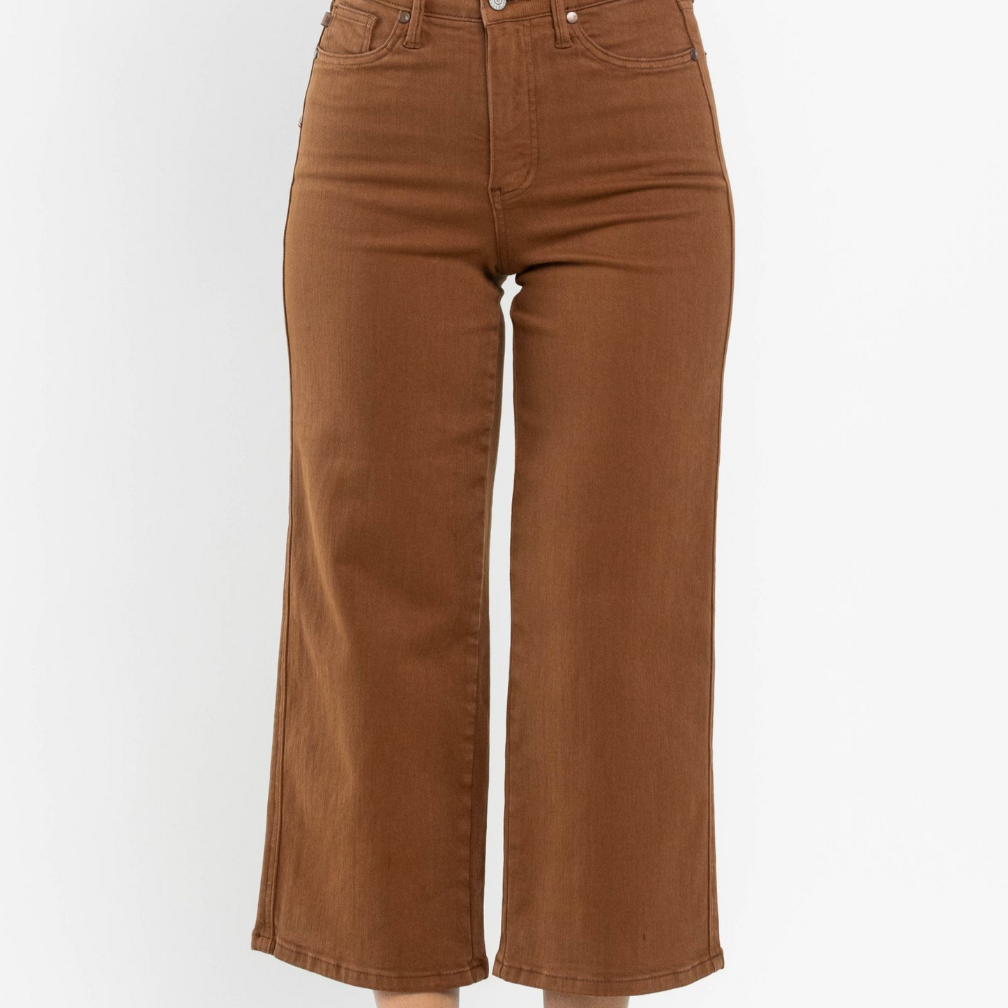 High Waisted Tummy Control Wide Crop Jeans