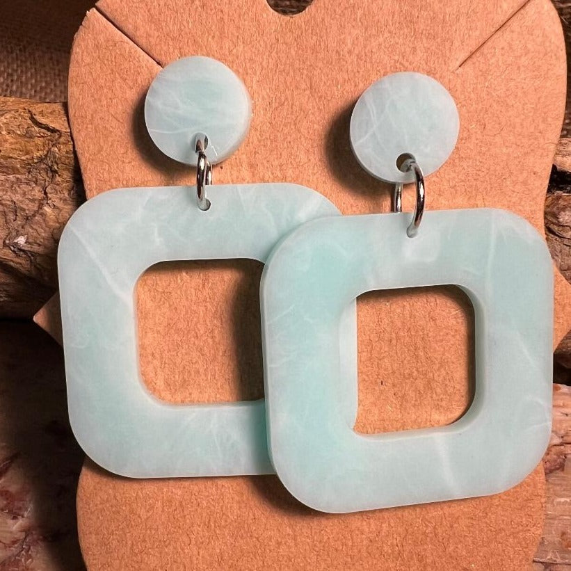 Tiffany Blue Acrylic Dangle Earrings