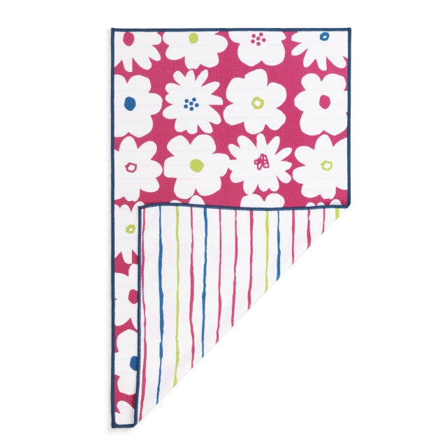 Fuchsia Floral Absorbent 2-Sided Towel