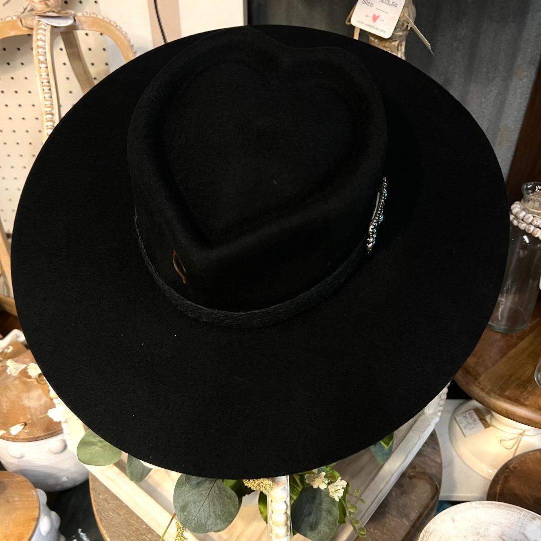 Fling Heart Crown Black Felt Hat