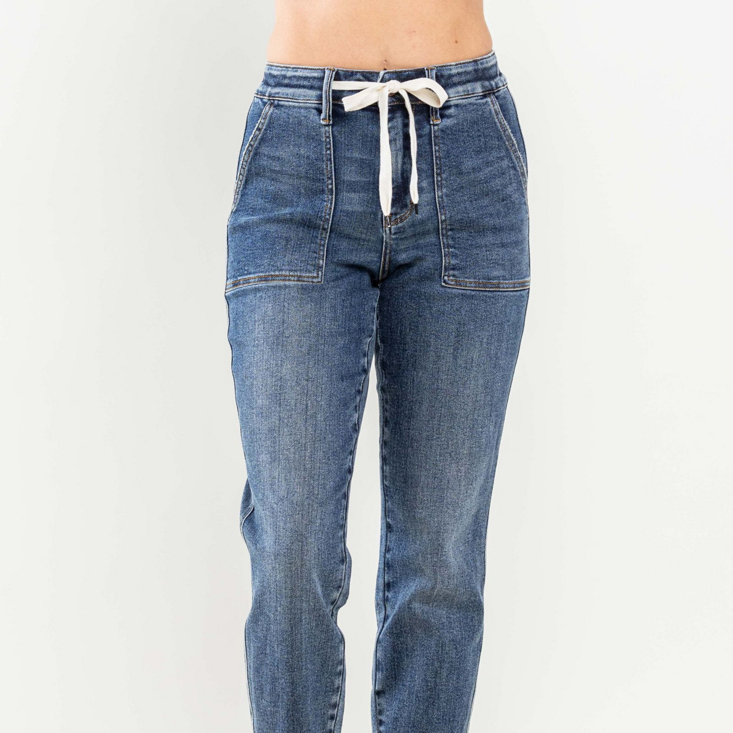 High Waisted Drawstring & Cuffed Joggers