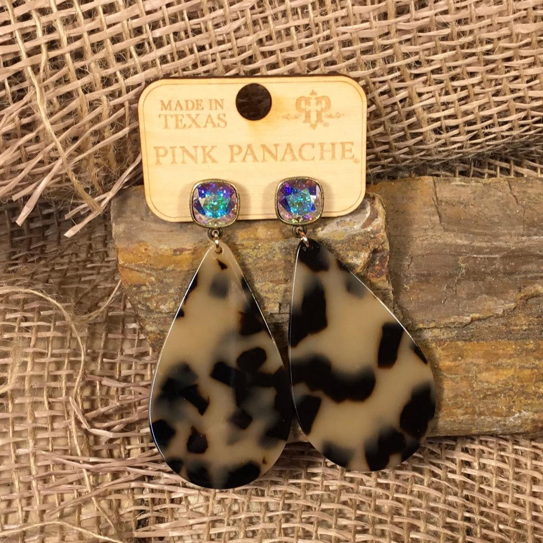 Tan and Black Acrylic Drop Earrings