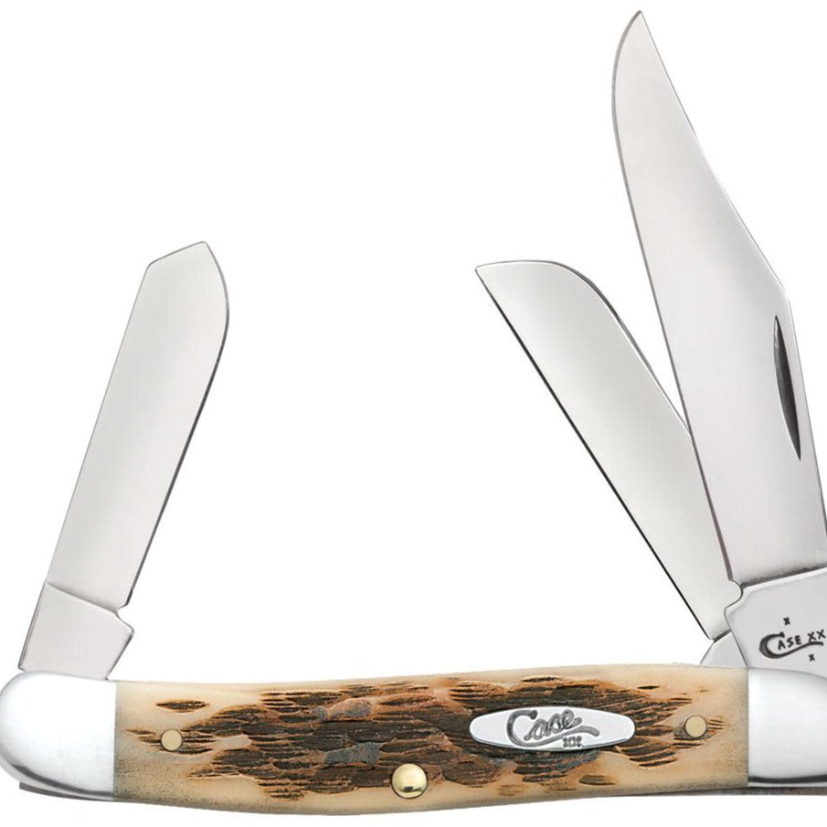 Peach Seed Jig Amber Bone Stockman Knife