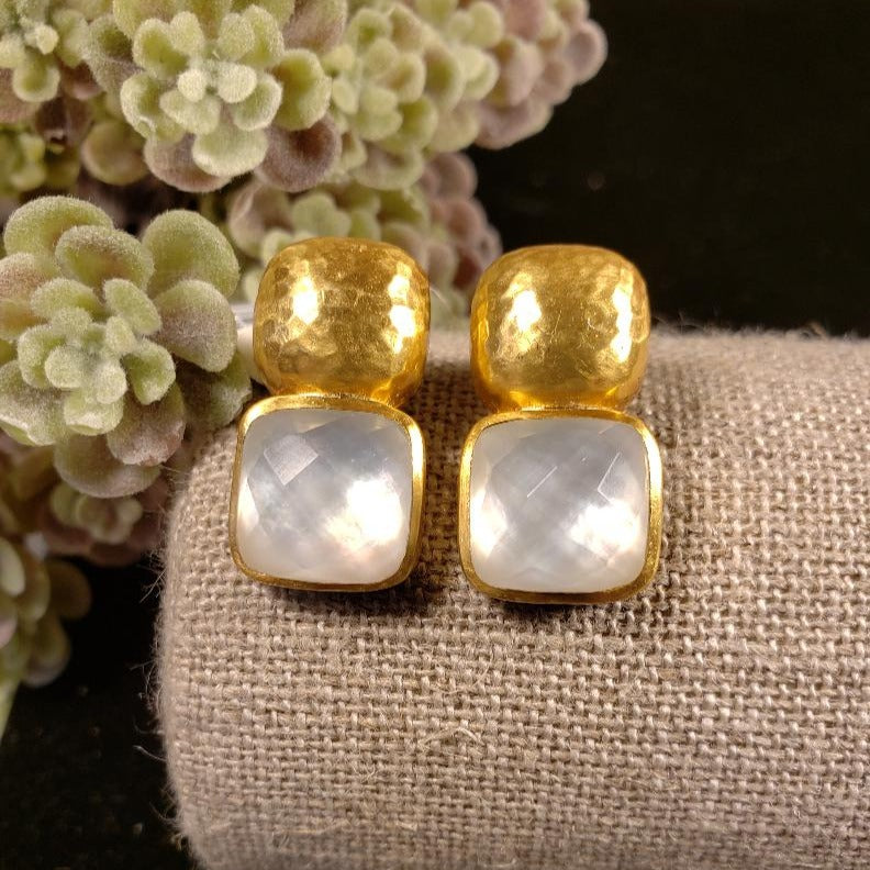 Catalina Earring Gold Iridescent Clear Crystal