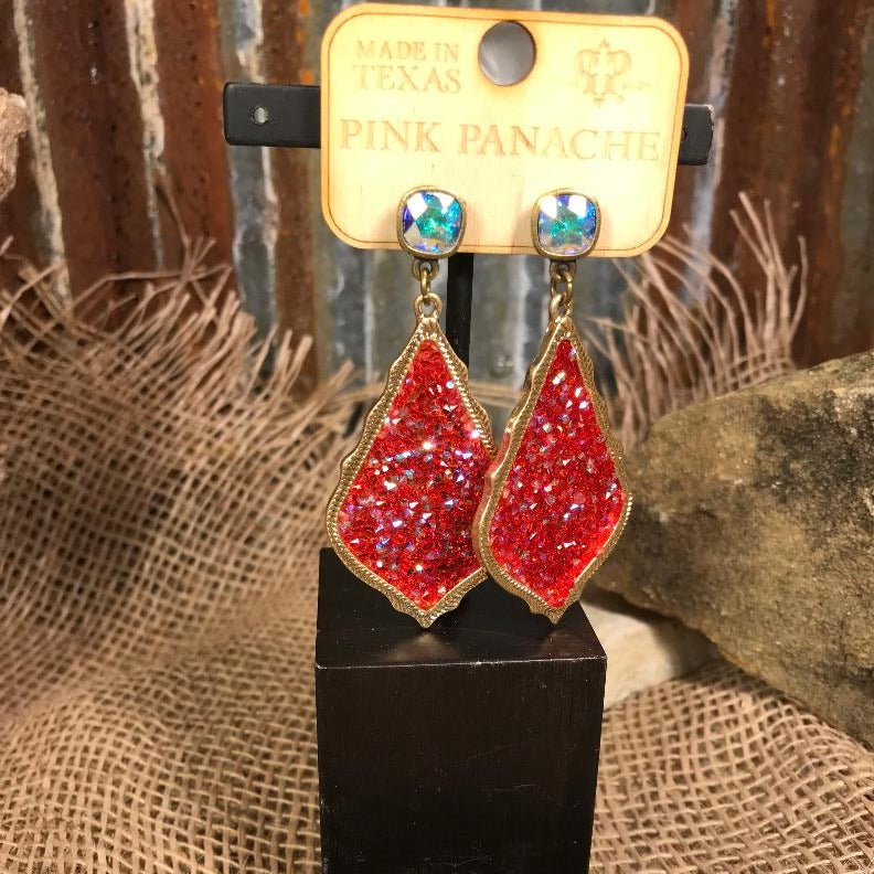 Red Pave’ Crystals with AB & Gold Tear Point Drops
