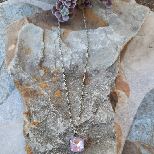Cushion Cut Pendant Necklace in Sun-Kissed "Lavender"