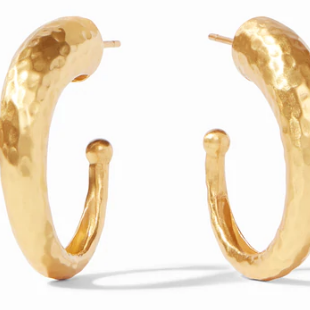 Hammered Medium Gold Hoop Earrings