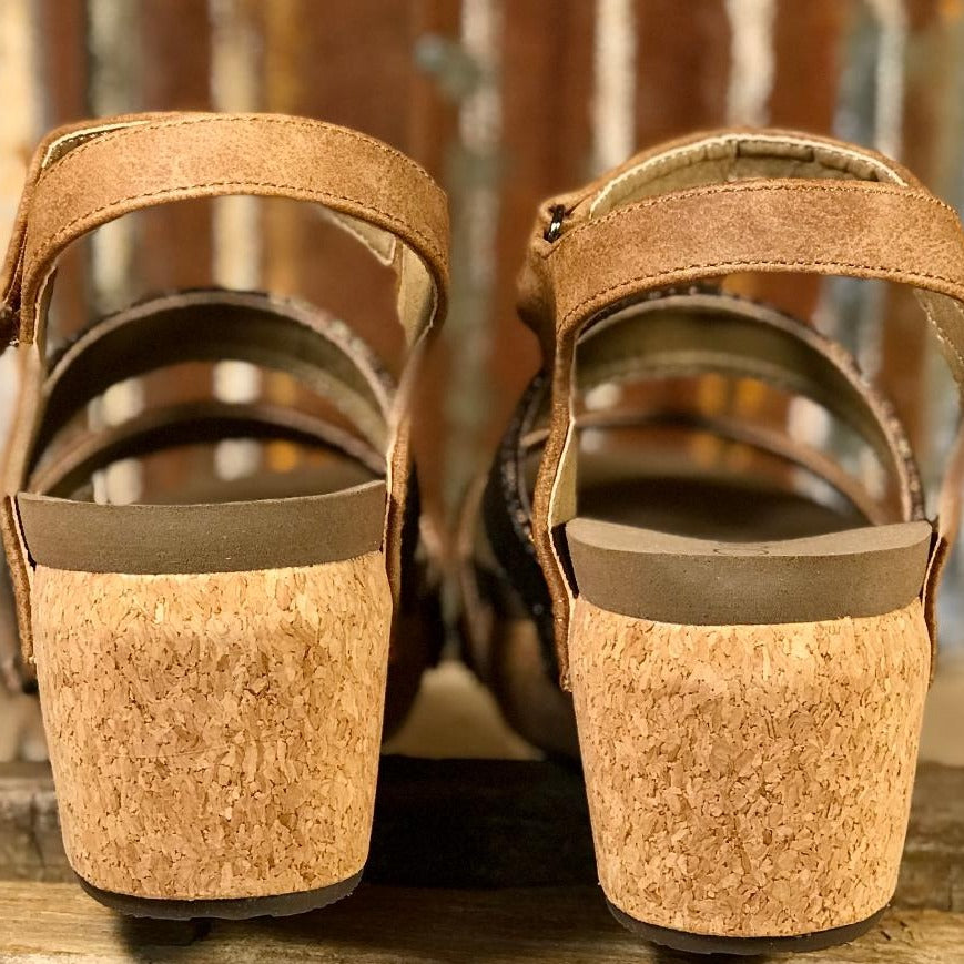 Cona Platform Brown and Bronze Wedge/Sandal