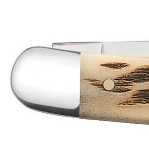 Peach Seed Jig Amber Bone Stockman Knife