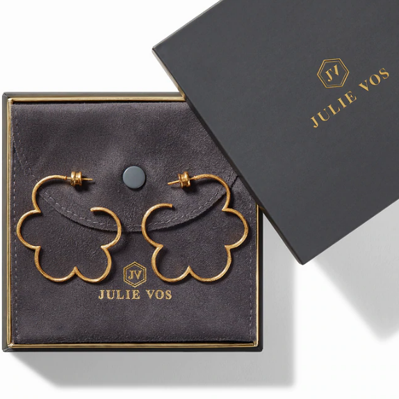 Gardenia Textured Large Gold Hoop Earrings