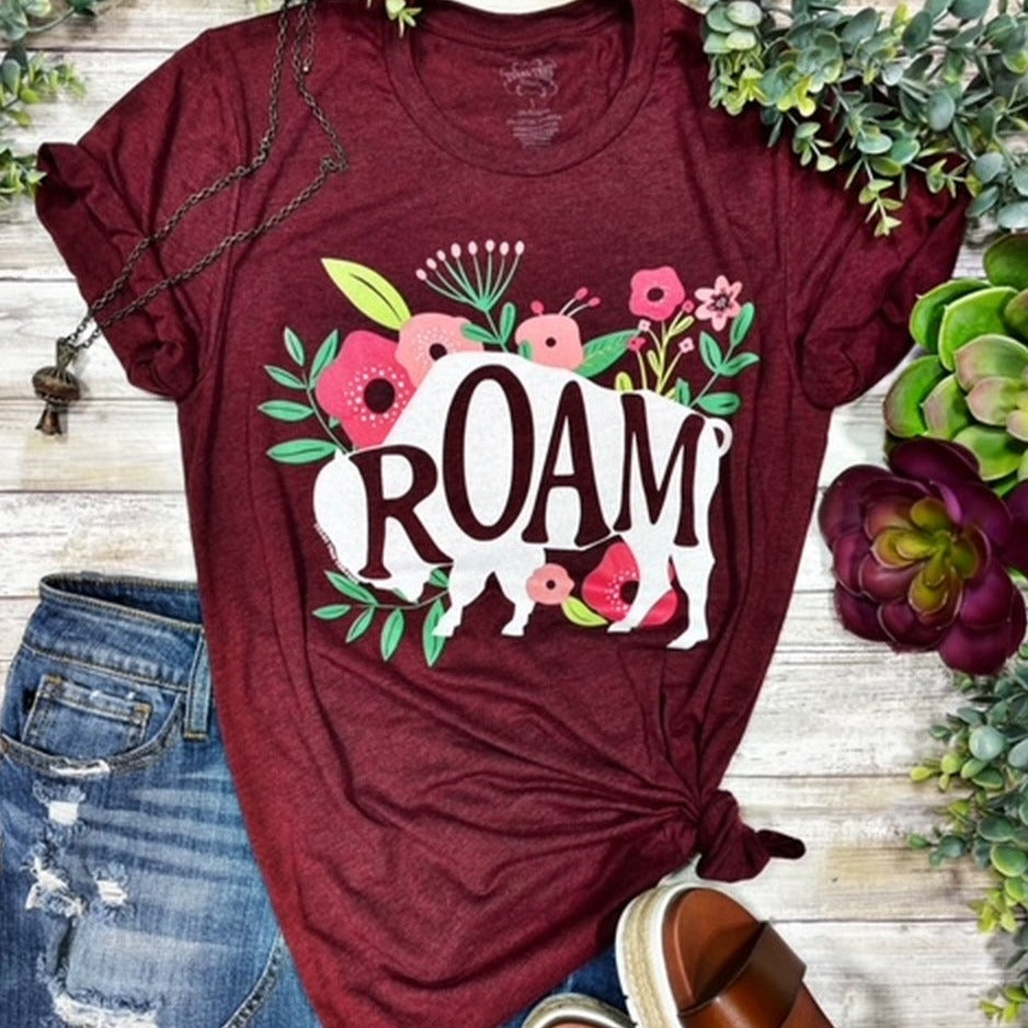 Floral Roam Buffalo Crew Neck Tee