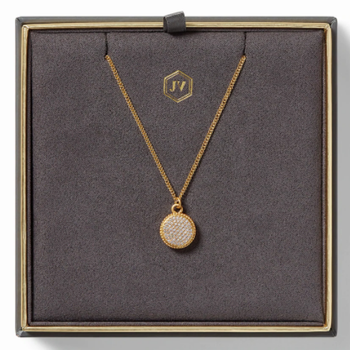 Fleur-de-Lis Solitaire Necklace Gold Iridescent Clear Crystal Reversible