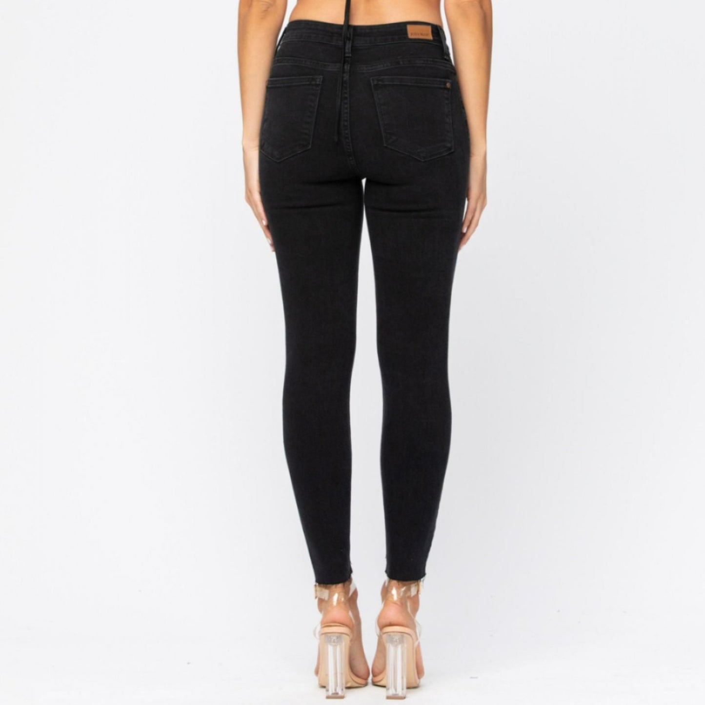 Black Destroyed Leopard Patch Skinny Jeans (REG & PLUS)
