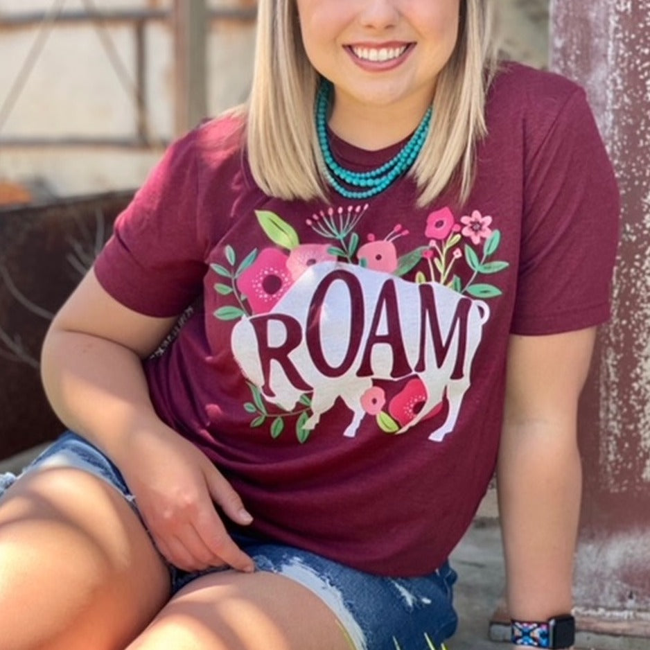 Floral Roam Buffalo Crew Neck Tee