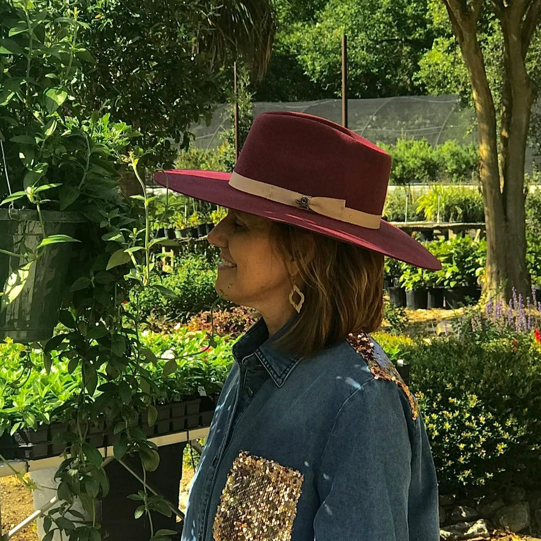 Burgundy Highway Charlie 1 Horse Felt Hat