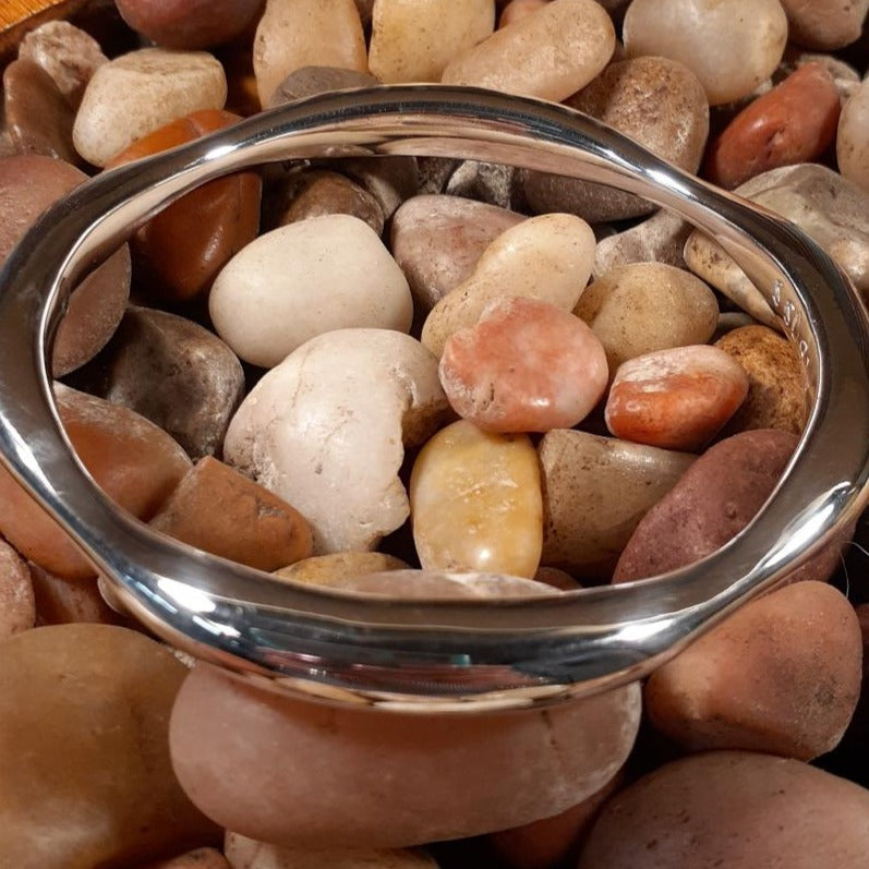 Wavy and Square Edge Silver Bangle