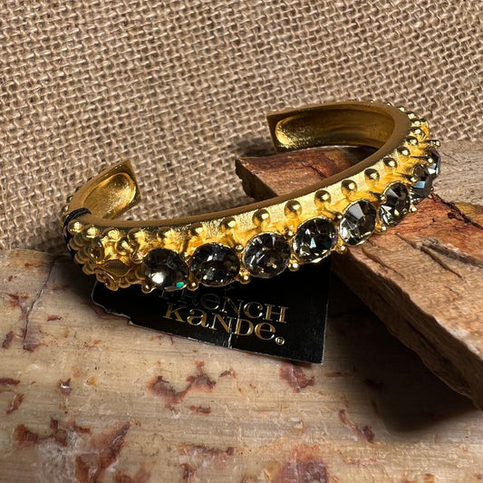 Black Diamond Austrian Crystal Gold Bangle