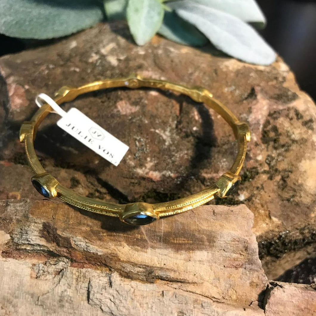 Monaco Bangle Gold Charcoal Blue Medium