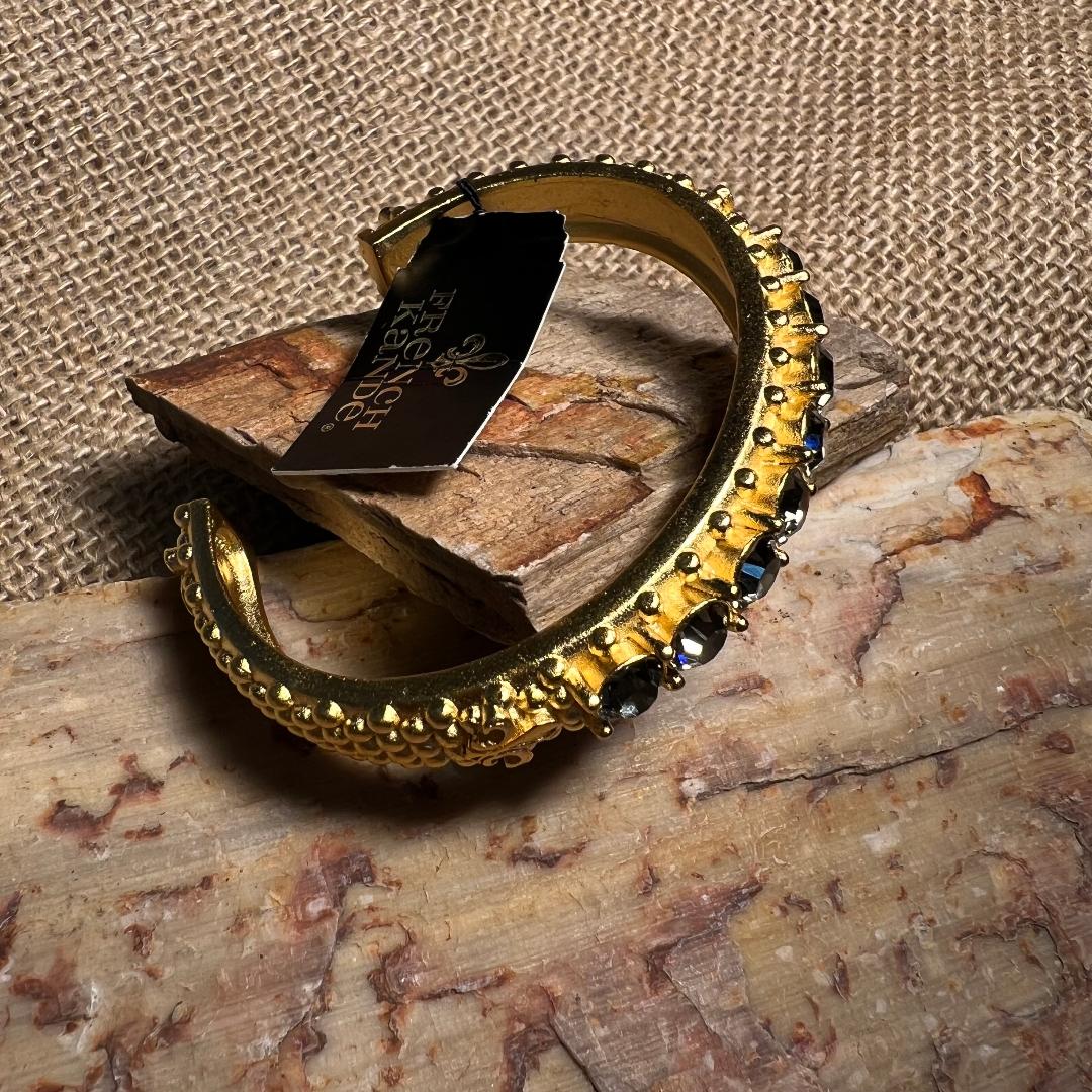 Black Diamond Austrian Crystal Gold Bangle