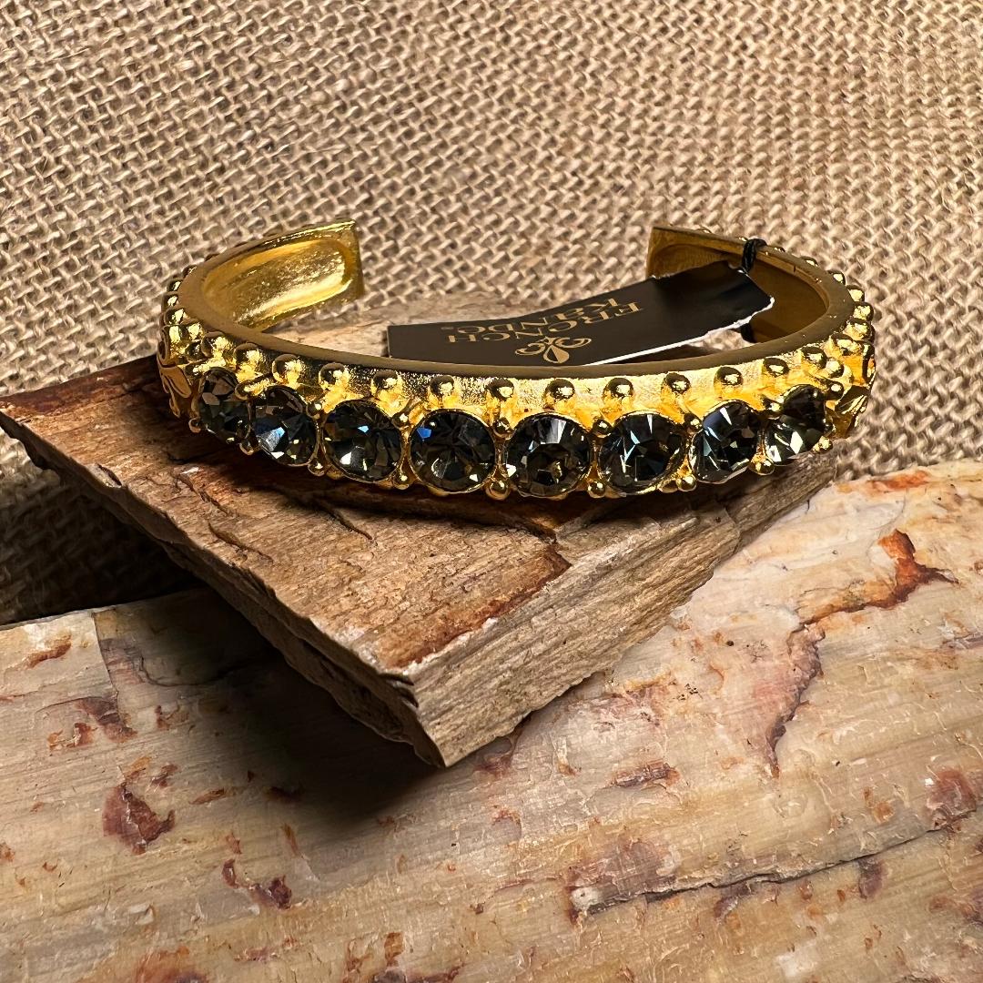 Black Diamond Austrian Crystal Gold Bangle