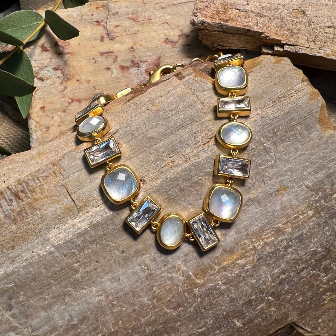 Antonia Iridescent Clear Crystal Tennis Bracelet