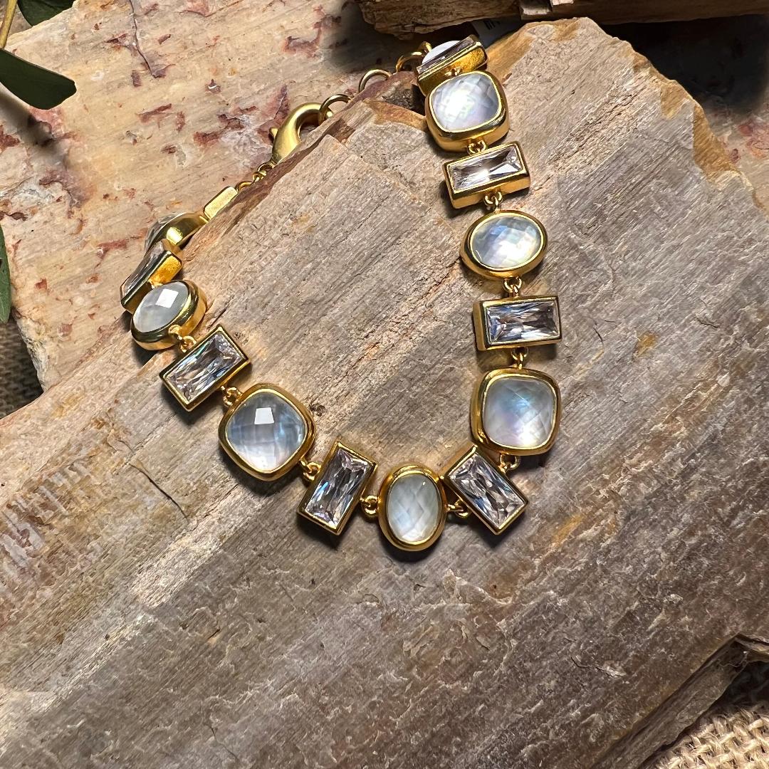 Antonia Iridescent Clear Crystal Tennis Bracelet