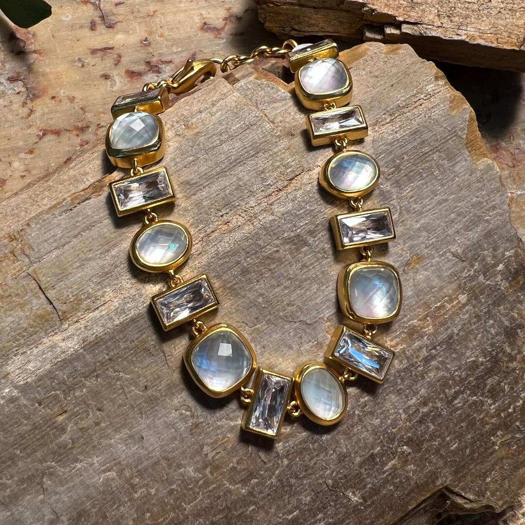 Antonia Iridescent Clear Crystal Tennis Bracelet