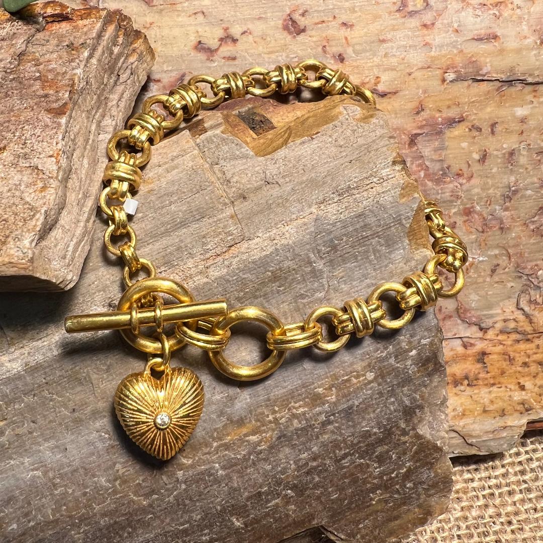 Esme Heart Solitaire Link Bracelet