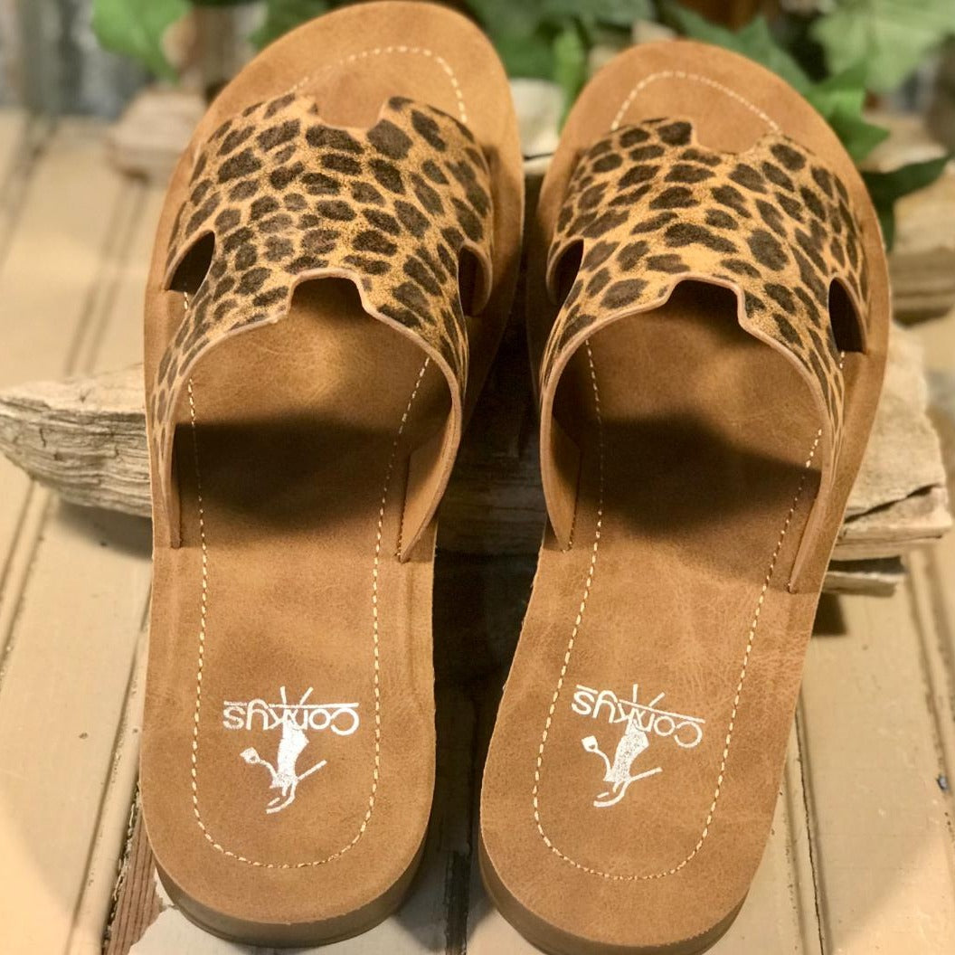 BOGALUSA Gold Leopard Slide/Sandals