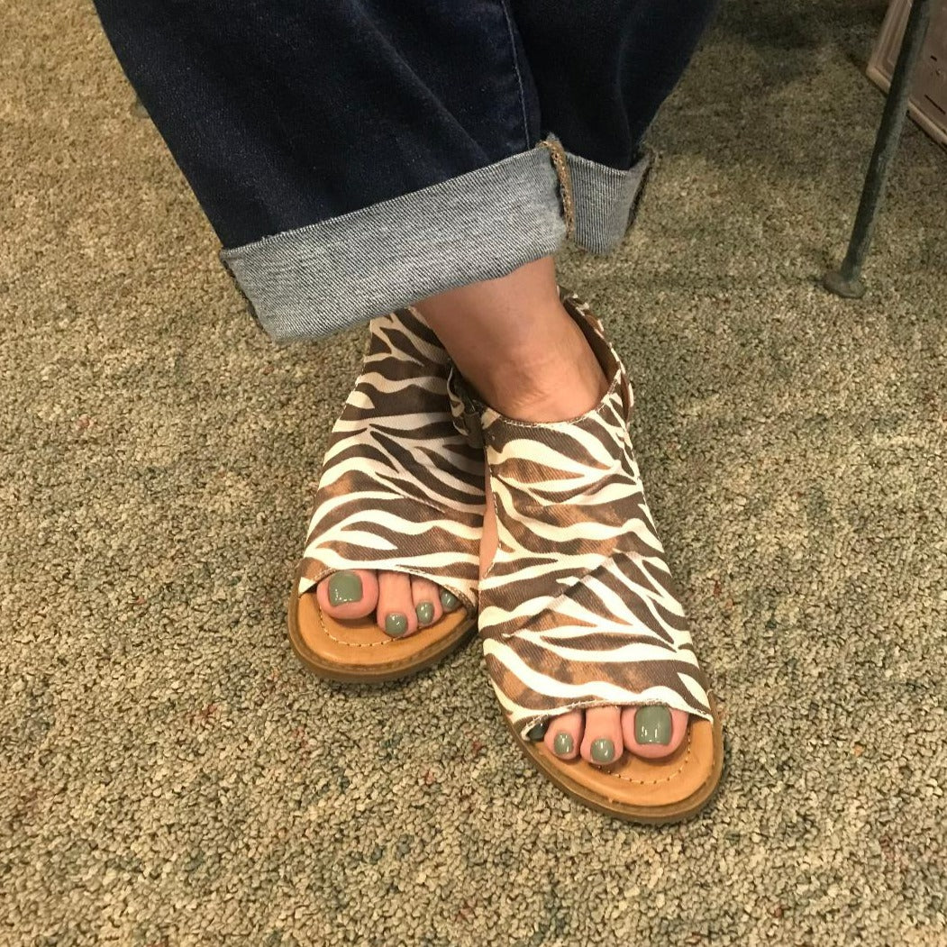 BYEA Zebra Micro Wedge Sandal