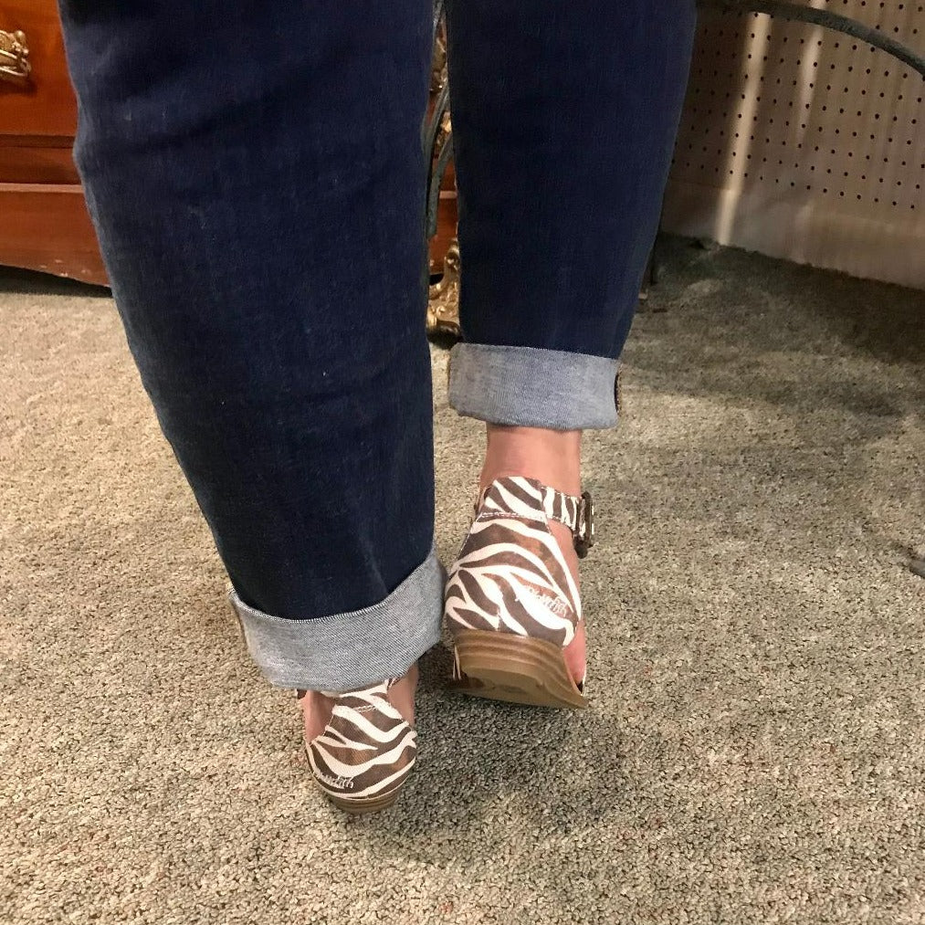 BYEA Zebra Micro Wedge Sandal