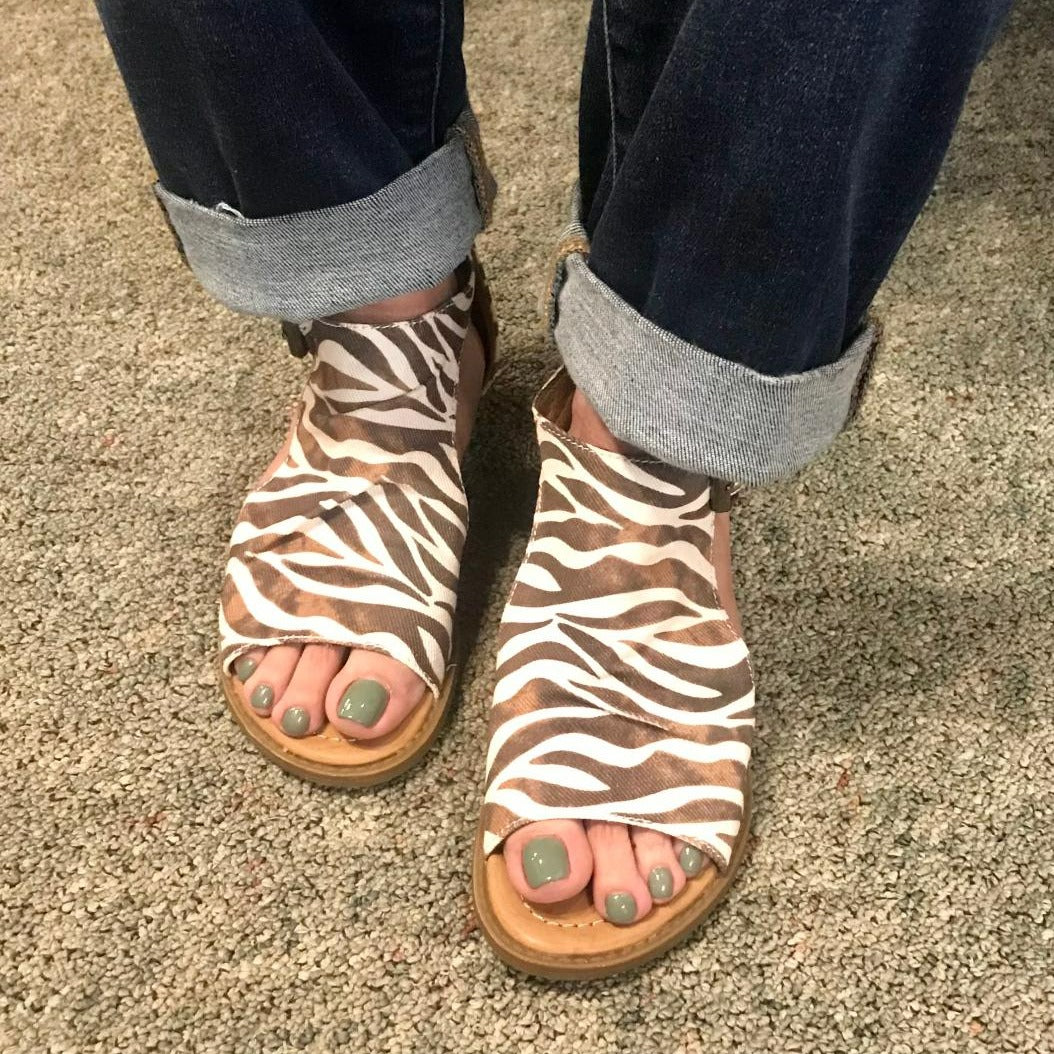 BYEA Zebra Micro Wedge Sandal
