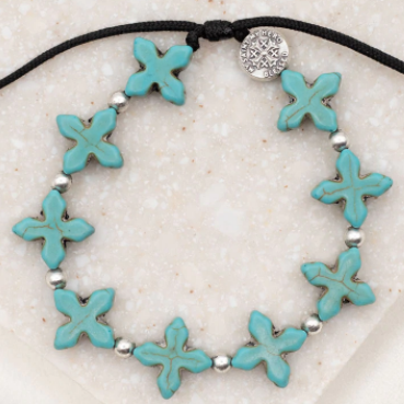 Grounded in Faith Silver/Blue Cross Bracelet