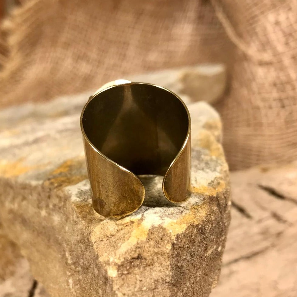 Teardrop Clear & Bronze Adjustable Ring