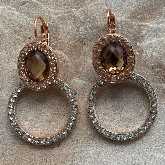 Oval Halo Circle Leverback Earrings