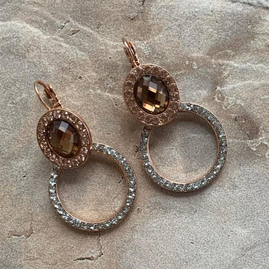 Oval Halo Circle Leverback Earrings