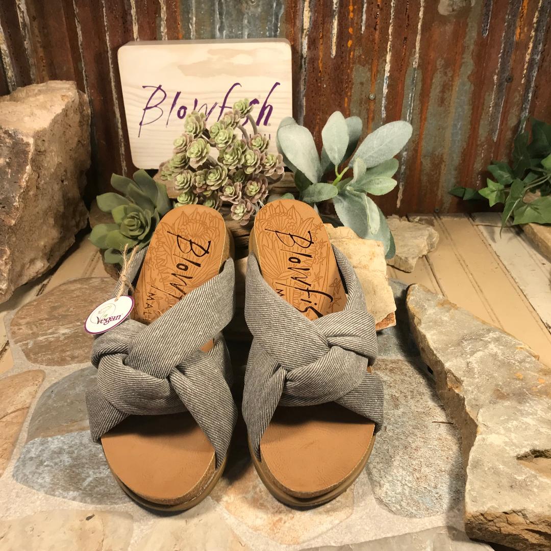 Fanci Gray Smokey Twill Slide Sandal