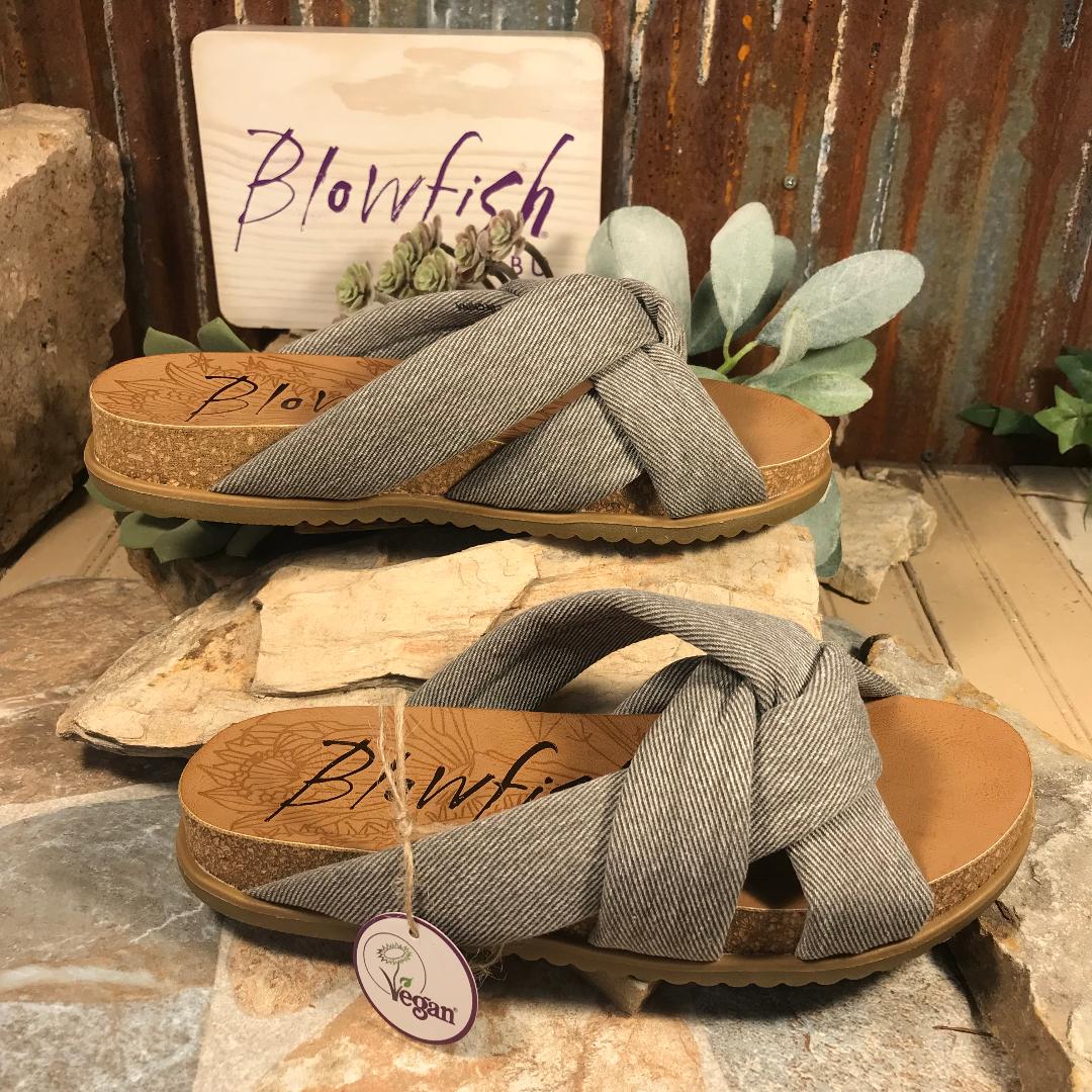 Fanci Gray Smokey Twill Slide Sandal