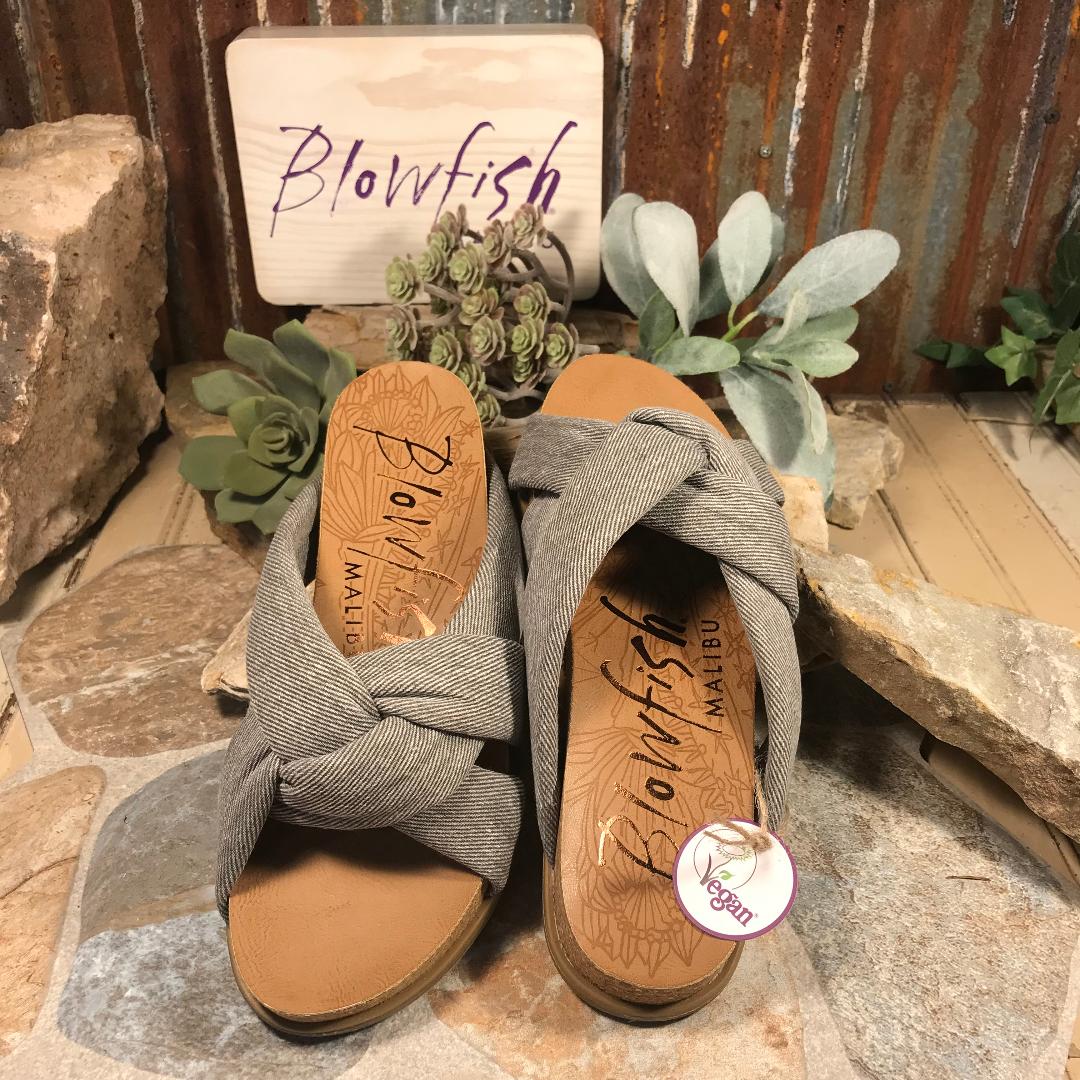 Fanci Gray Smokey Twill Slide Sandal